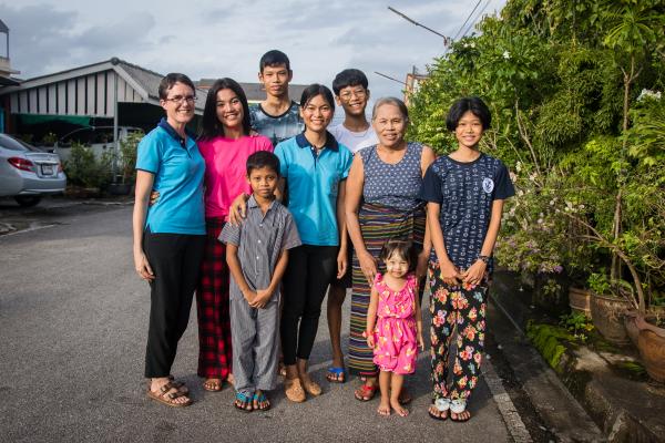 Katie Fisher with Burmese family 